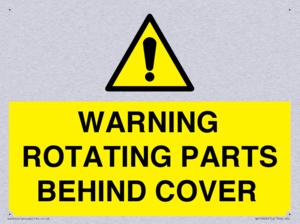 WARNING ROTATING PARTS BEHIND COVER